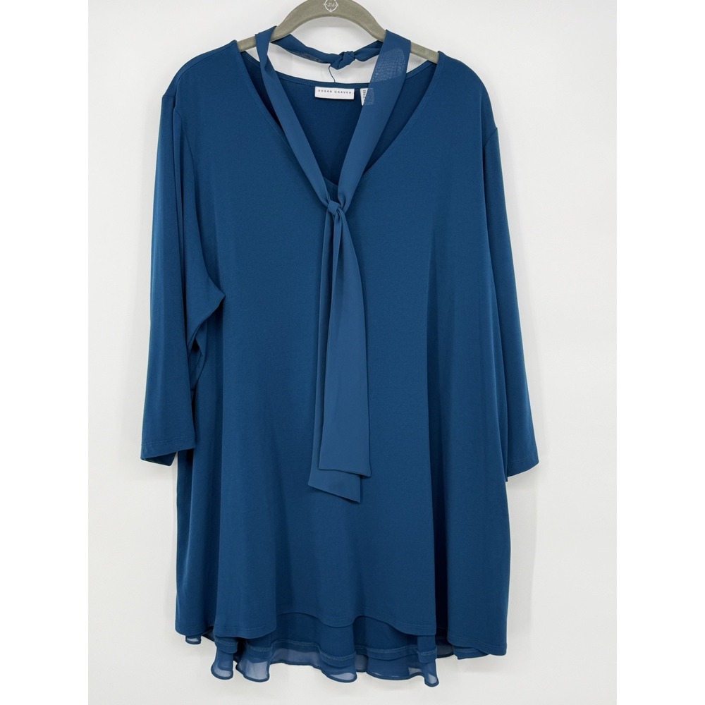 Susan Graver 3/4 Sleeve Neck Tie 2X